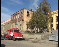Пожар в бывшей аптеке города Ахалцихе